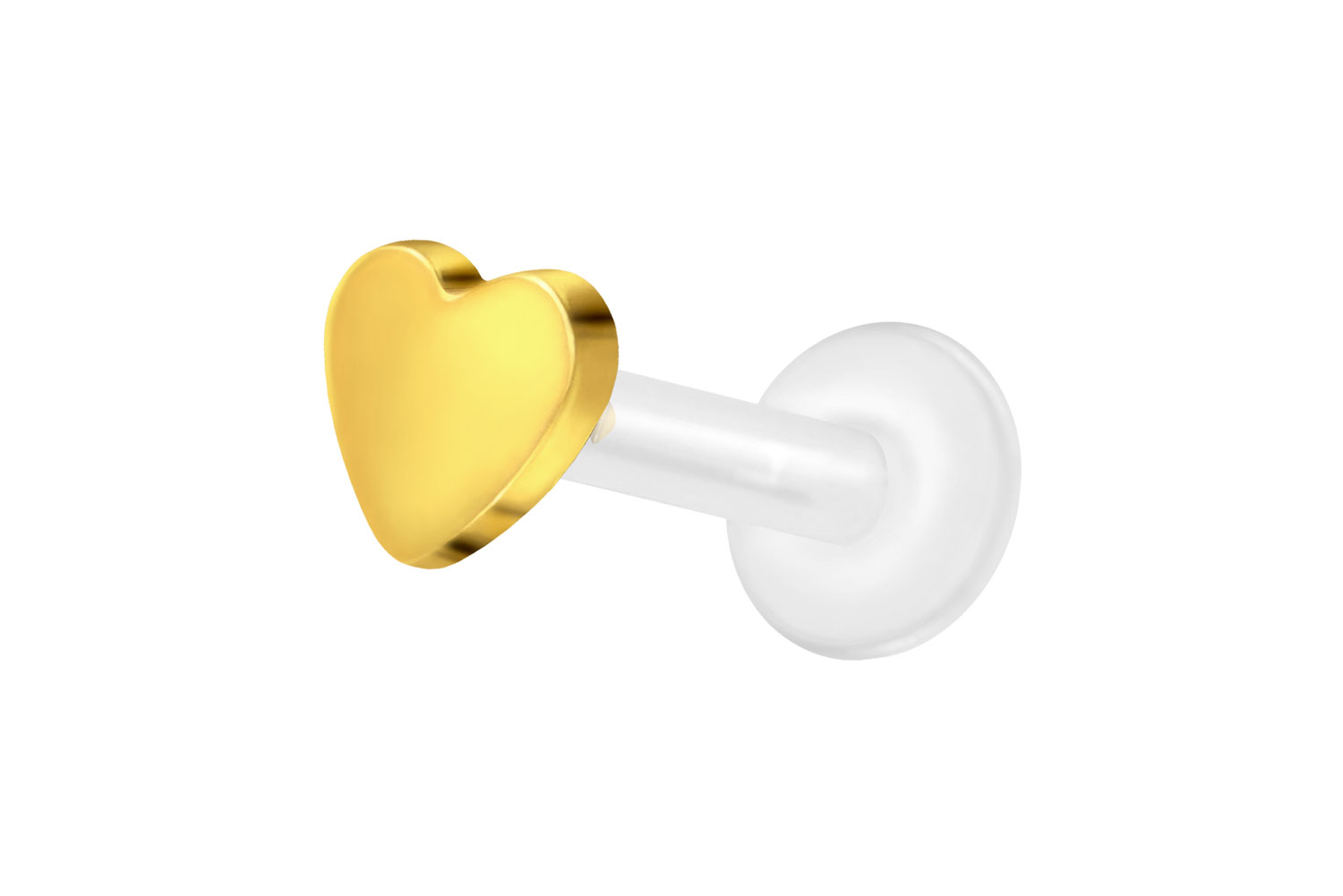 PTFE Labret Piercing mit Innengewinde + Titan-Aufsatz HERZ